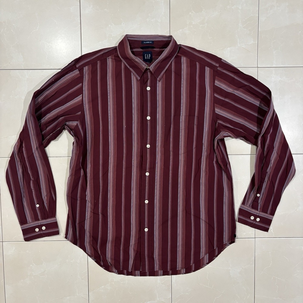 Vintage 90s GAP Button Up Shirt Striped Men's L Y2K Skater Grunge Punk Preppy